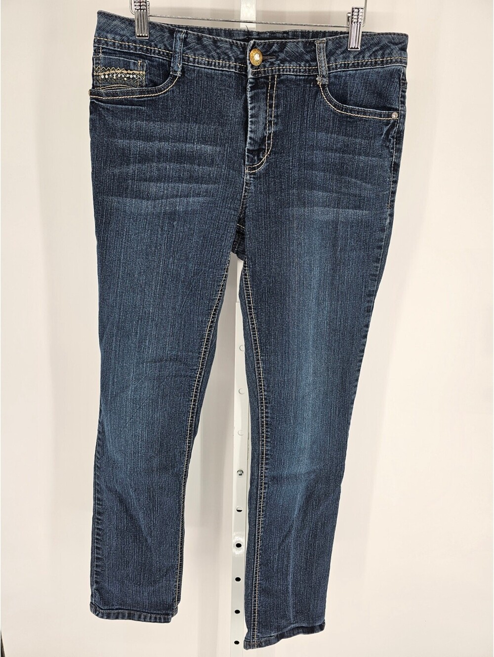 Beau Dawson Womens Sz 12 Slim Leg Blue Jeans Medium Wash Bling Pockets